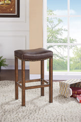 26" Warm Brown Faux Leather Backless Bar Stool