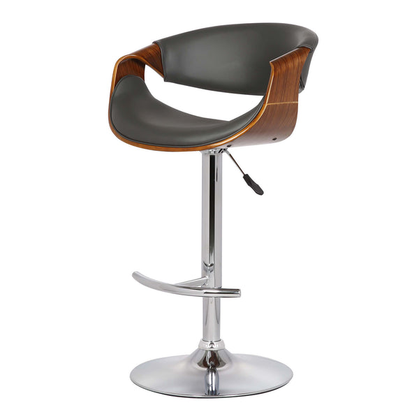 Mod Adjustable Grey Faux Leather Swivel Bar Stool