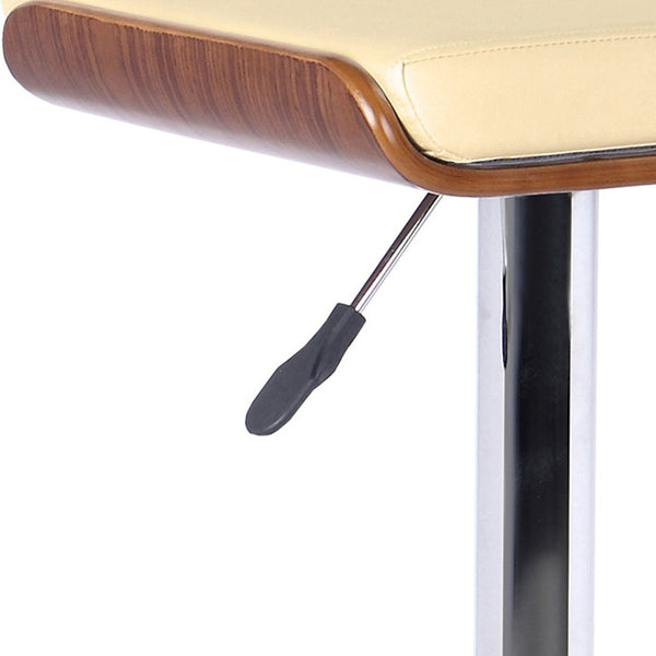 26" Cream Faux Leather Chrome Finished Bar Stool