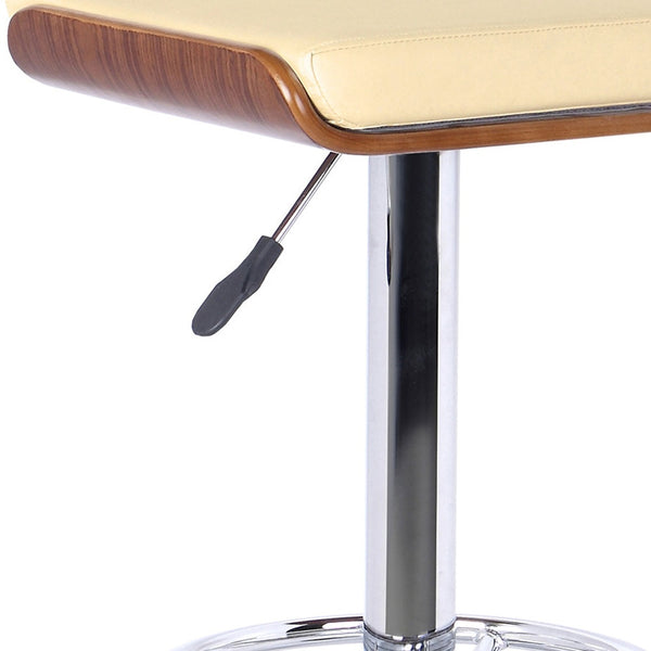 26" Cream Faux Leather Chrome Finished Bar Stool