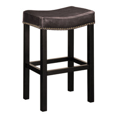 26" Vintage Brown Bonded Leather Backless Bar Stool