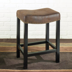 26" Brown Upholstered Backless Bar Stool