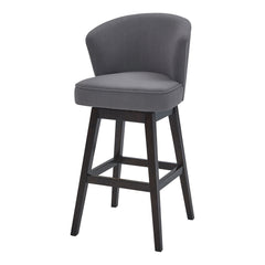26" Grey Espresso Wood Fabric Swivel Bar Stool