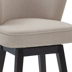 30" Tan Espresso Wood Fabric Swivel Bar Stool
